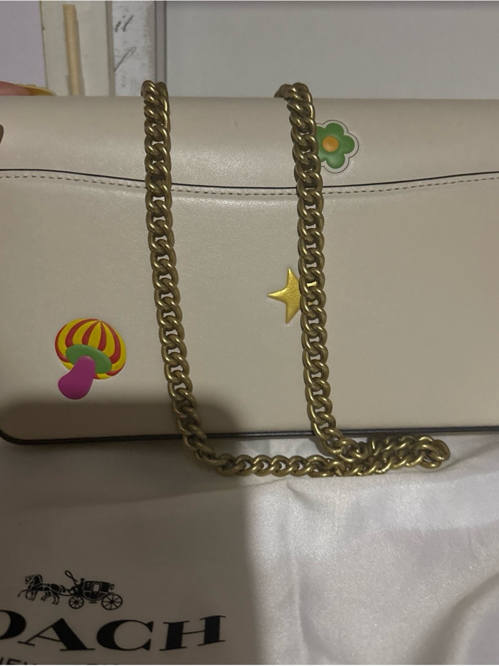 COACH Cream Leather Crossbody with Playful Sticker Motifs - Picture 6 of 6